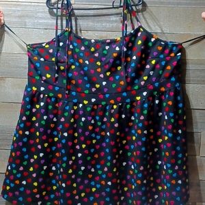 Rainbow Heart Print! Shoulder tie! Cami dress!